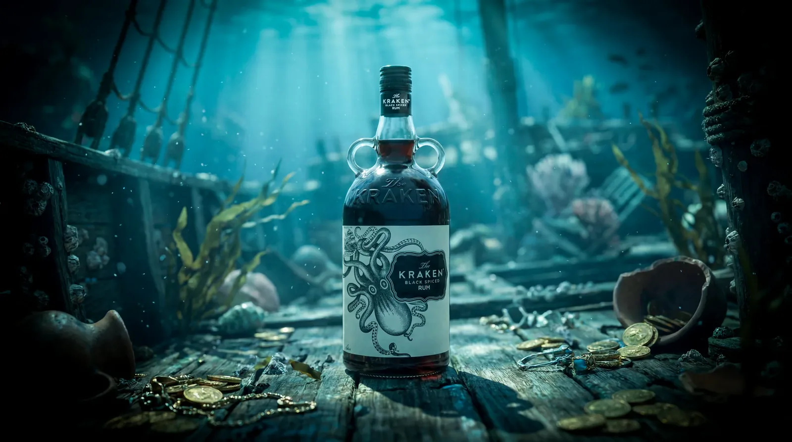 Sunken shipwreck CGI scene